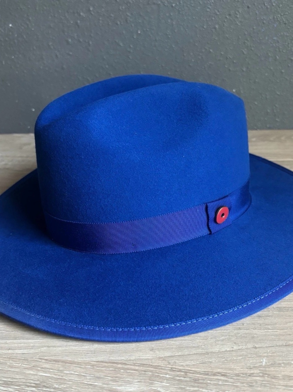 Keith James 100% Wool Blue Fedora Hat Sz L